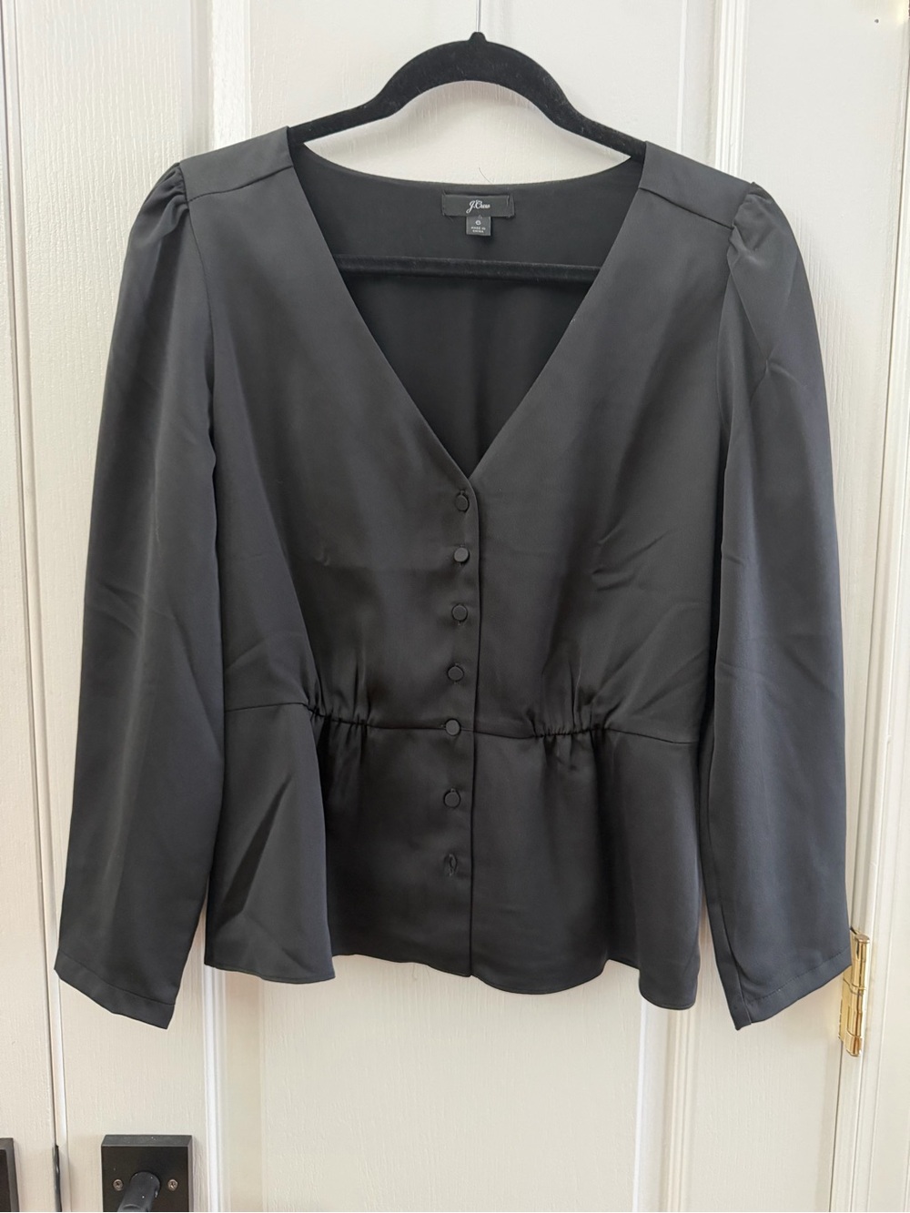 J.Crew Black Satin-Look Blouse